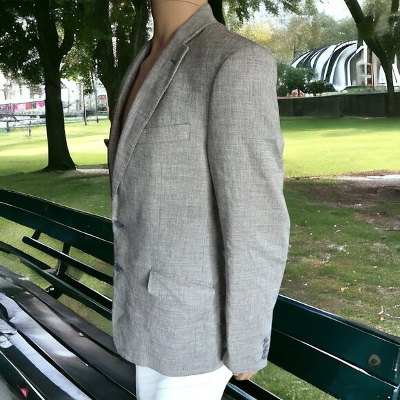 NWOT JOSEPH ABBOUD (M/L) 100% Linen Italian Fabric Herringbone in Beige - Picture 5 of 8